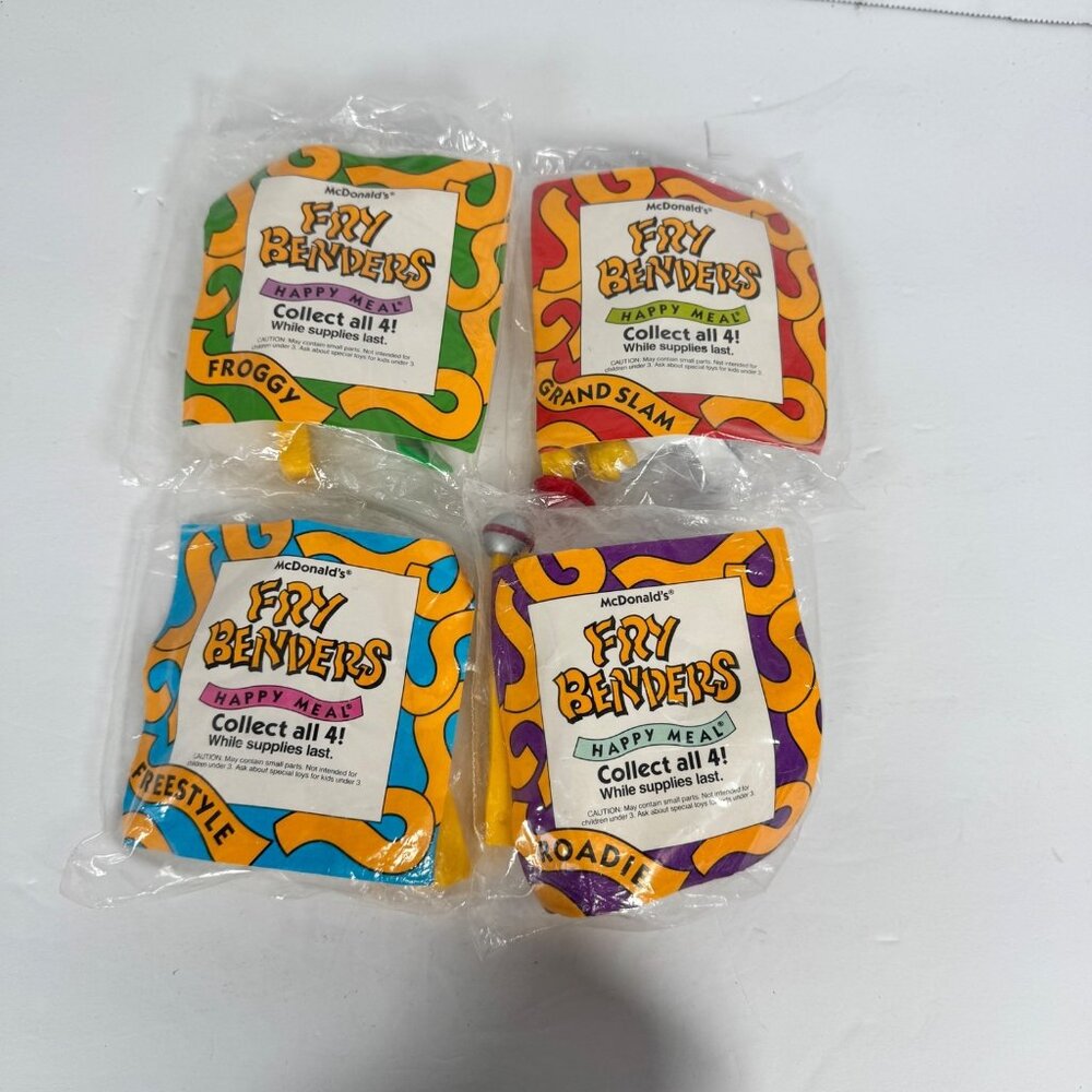 McDonald’s Fry Benders Happy Meal Toys Lot of 4‎ 1990 NIP Sealed